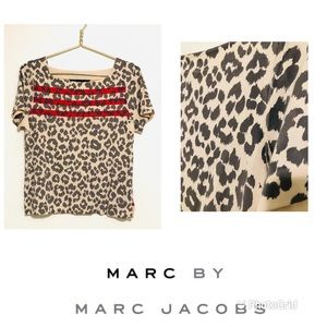 NEW Marc by Marc Jacobs Gray Cream and Red Top